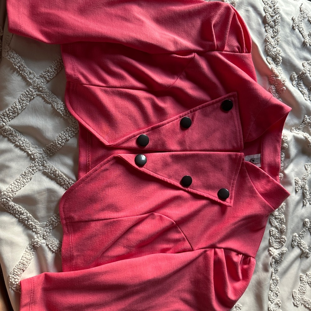 MOA USA Pink Blazer with Black Buttons